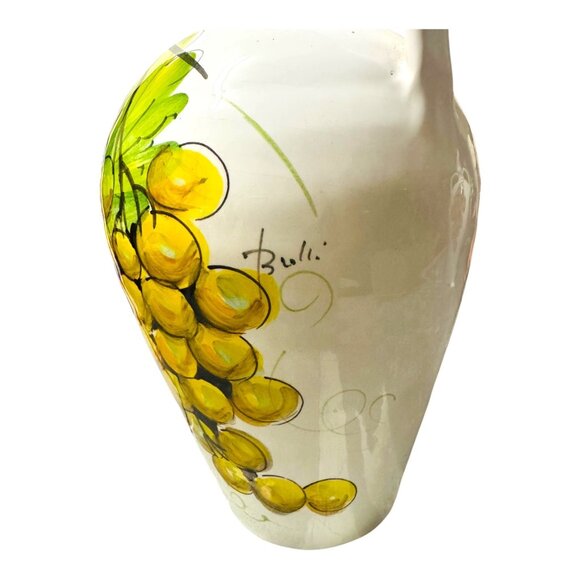 Hand-Painted Italian Ceramic Vase With Grape Design By Biolli & Tomasco - Picture 3 of 10